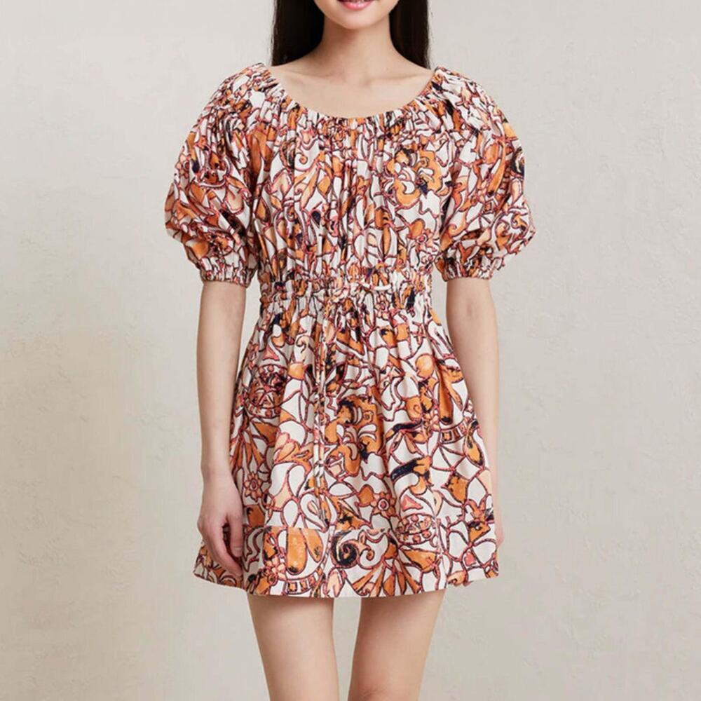 A.L.C. Maya Off Shoulder Abstract Mini Dress in White Multi Size 6